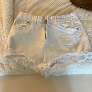 White Zara high-waisted jean shorts